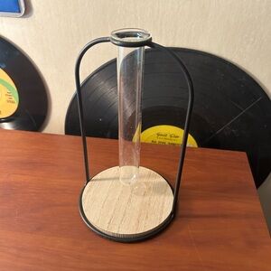 Glass Test Tube Vase with Black Metal Stand